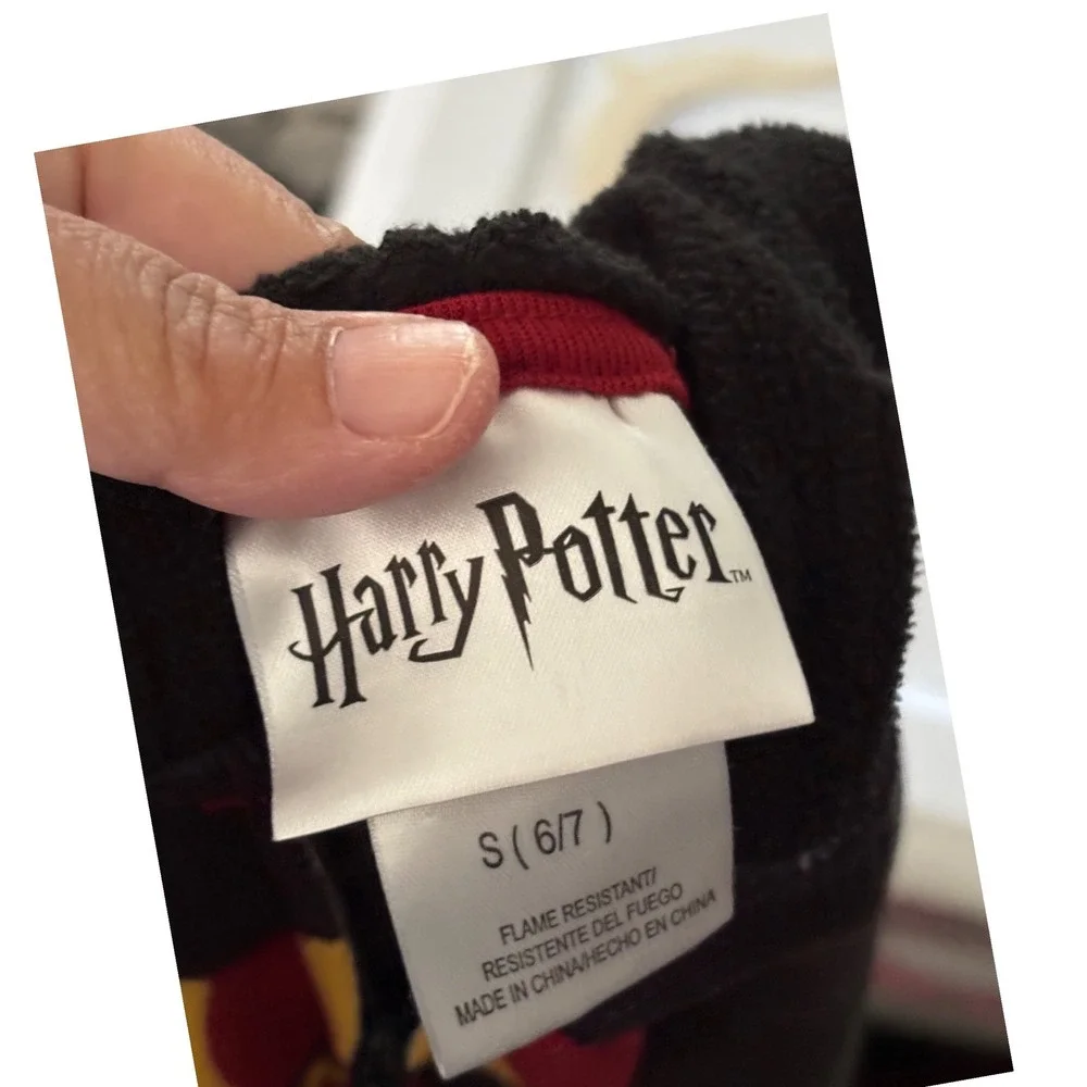 Harry Potter Gryffindor Kids Fleece Hooded Union Suit Pajamas Black Red S 6/7